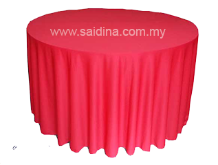 alas meja bulat merah